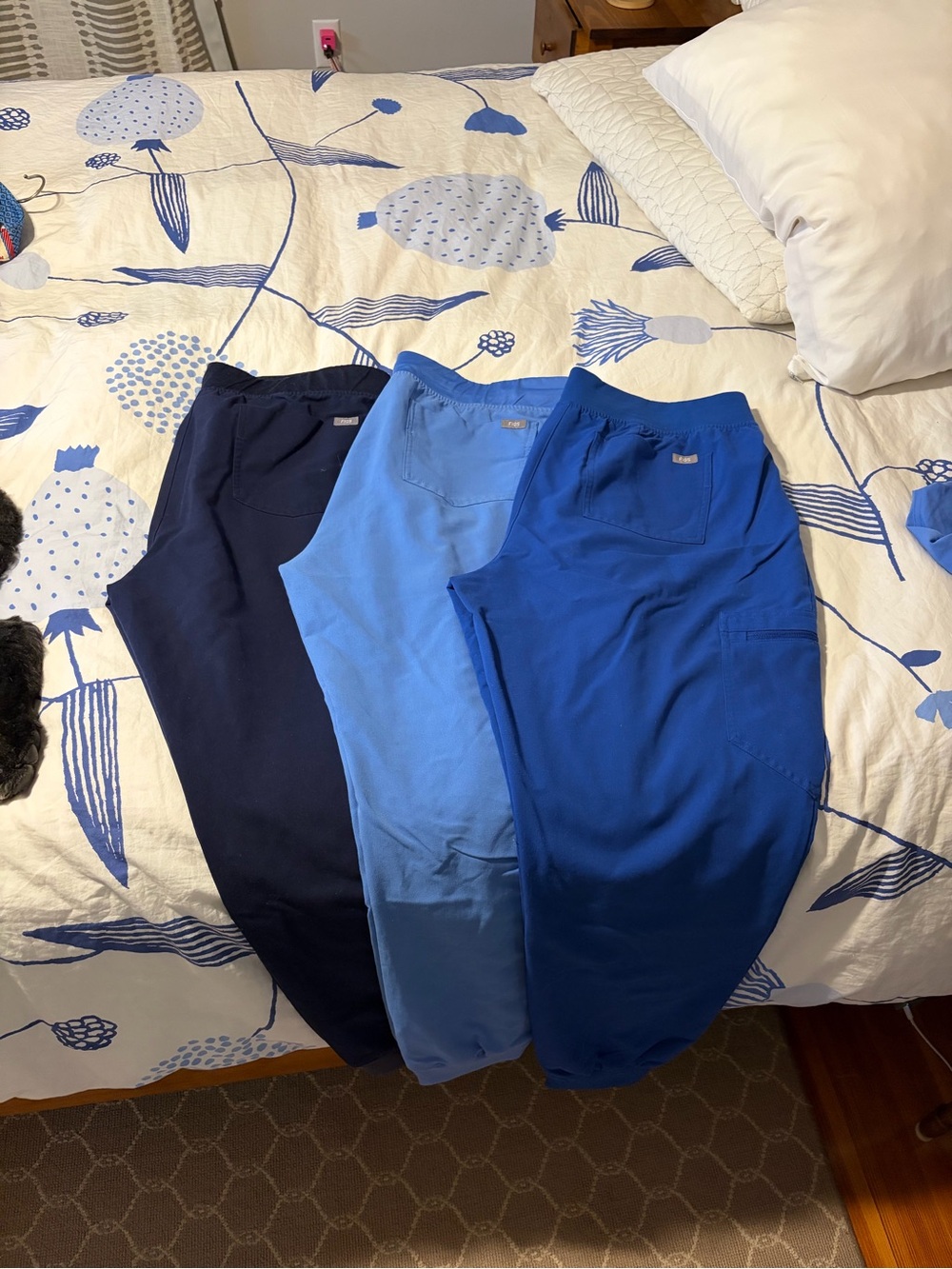 Figs Three-Pack Joggers in Navy, Sky Blue & Royal Blue